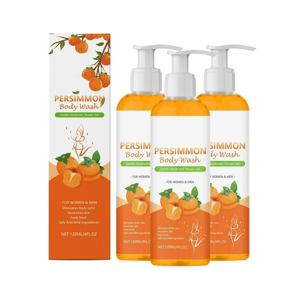 Vadktai Persimmon Body Wash for Old People Smell, Natural Deodorant Bar Soap for Strong Odor Smelly Feet Remove, Cleansing Body Deodorizing with Persimmon Extracts