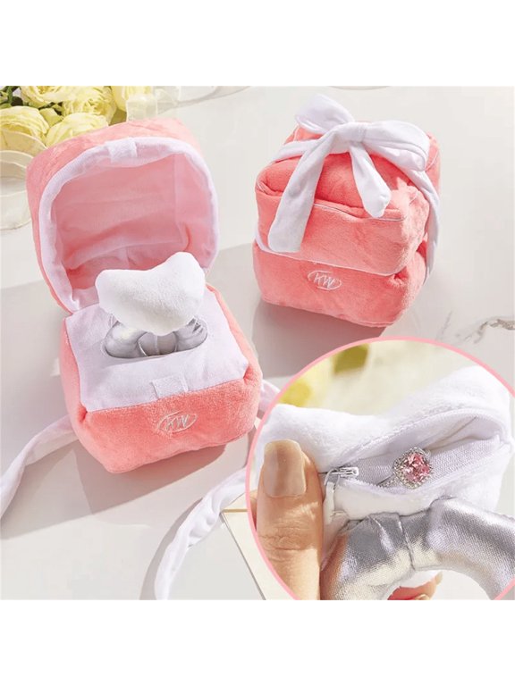 Plush Ring Box for Proposal Toy, Funny Gifts Hide Surprise Box, Oversized Ring Case Romantic for Women Wedding Engagement