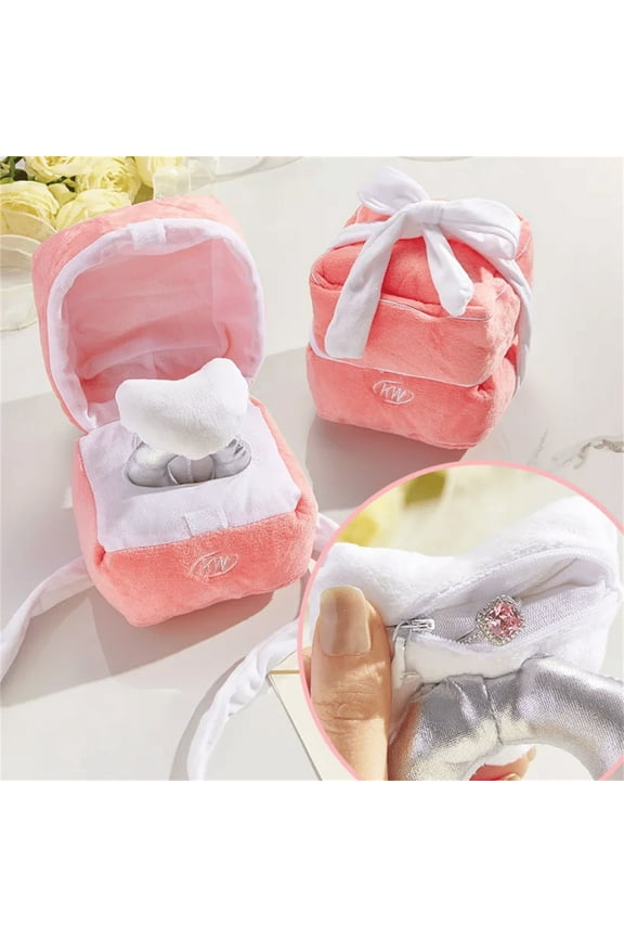 Plush Ring Box for Proposal Toy, Funny Gifts Hide Surprise Box, Oversized Ring Case Romantic for Women Wedding Engagement