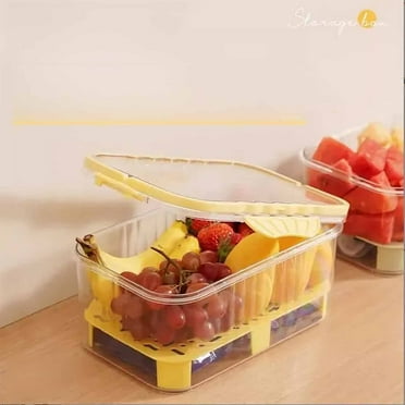 Vadktai Portable Refrigerator Acrylic Crisper Box With Divider Plate And Ice Packs, Fridge Organizers and Stackable Storage Containers, Camping Food Prep Containers, Vegetable and Fruit Storage