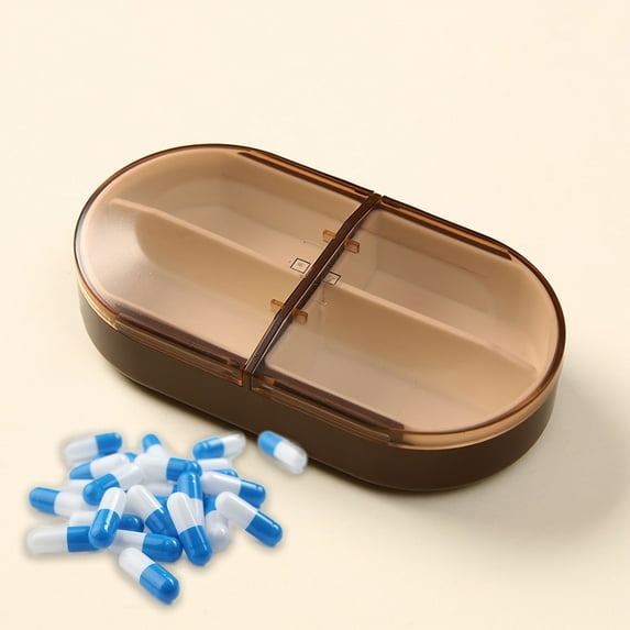 Vadktai Portable Small Pill Box, Travel Pill Box, 4 Compartment Daily Pill Box for Medicines, Drugs, Vitamins and Fish Oil