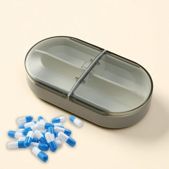 Vadktai Portable Small Pill Box, Travel Pill Box, 4 Compartment Daily Pill Box for Medicines, Drugs, Vitamins and Fish Oil