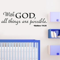 Vadktai Quote Bible Art Wall Sticker God Things are Possible Wall Decal Vinyl Christian Praise God Inspirational Wall Decals Decor for Home Bedroom Decoration