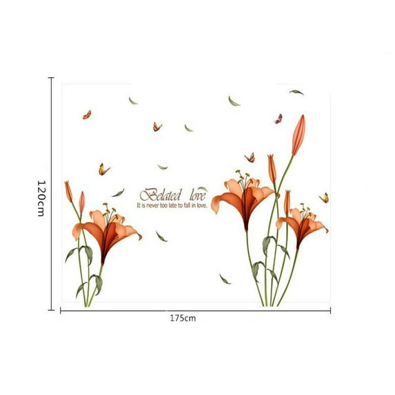 Vadktai Romantic Flower PVC Wall Stickers, Self-Adhesive Removable Plants Flower Landscape Painting, Wall Art Decoration