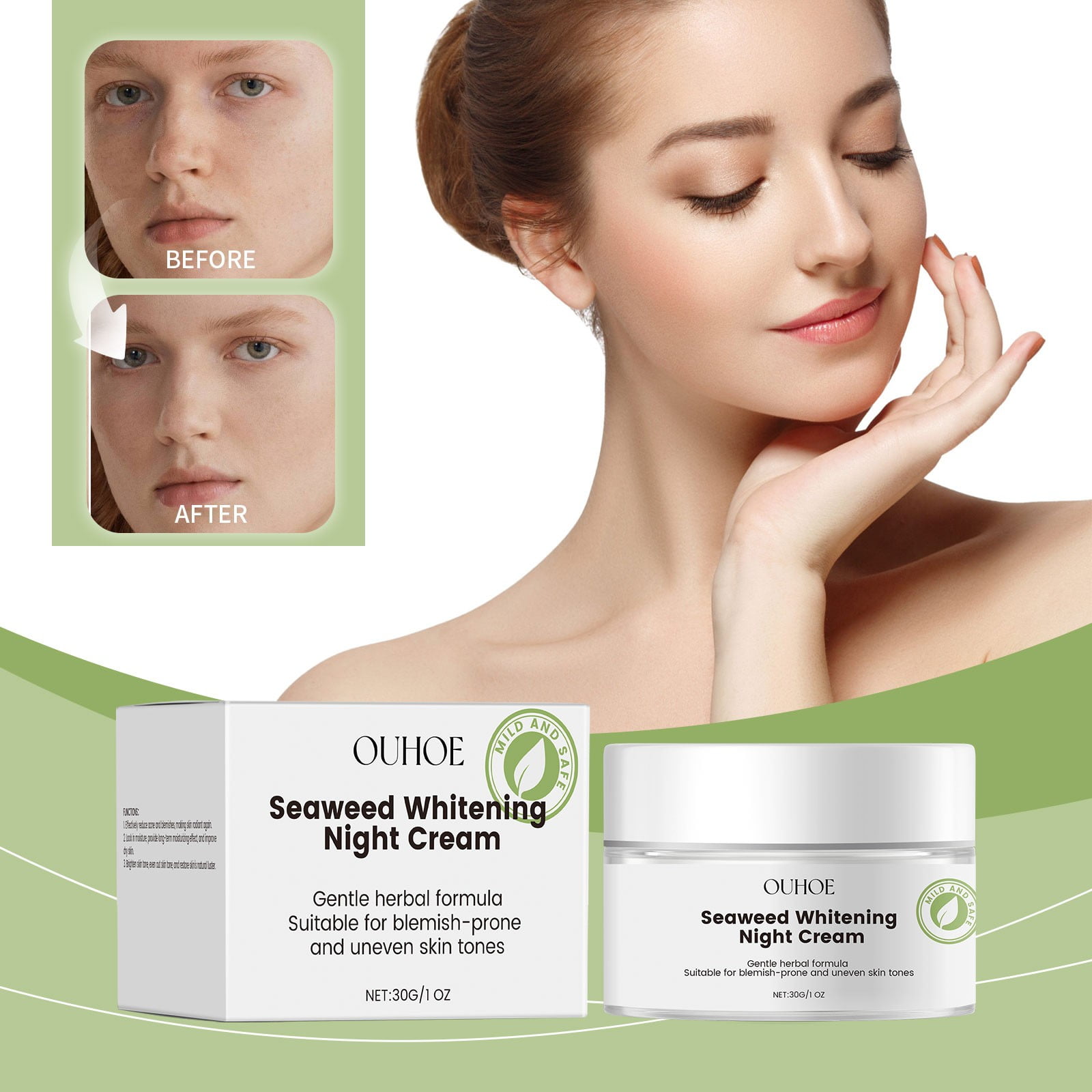 Vadktai Seaweed Cream, AntiAging Moisturizer for Oily, BreakOut Skin