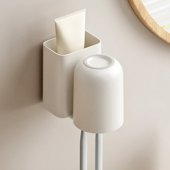 Vadktai Self-adhesive Toothbrush Holders Wall Mounted, Water Proof Toothbrush Hook, 3 in 1 with Toothbrush Hanger Toothpaste Holder and Gargle Cup Holder for Bathroom Shower