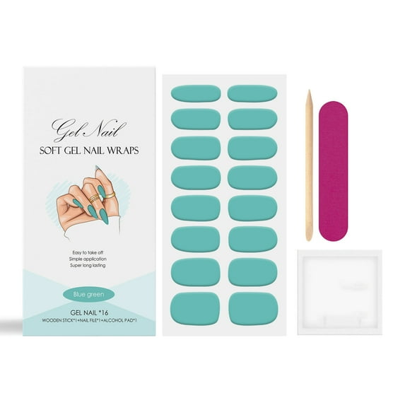 Vadktai Semi Cured Gel Nail Strips Stickers, Solid Color Self Adhesive Waterproof Nail Stickers, Polish Strips for Women