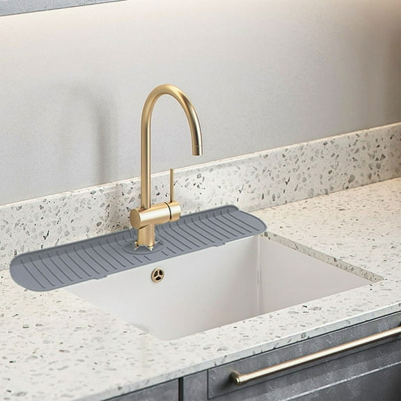 Vadktai Silicone Sink Faucet Mat, Kitchen Sink Splash Guard Behind Faucet, Kitchen Sink Organizer & Splash Catcher for Kitchen, Bathroom, RV, Bar