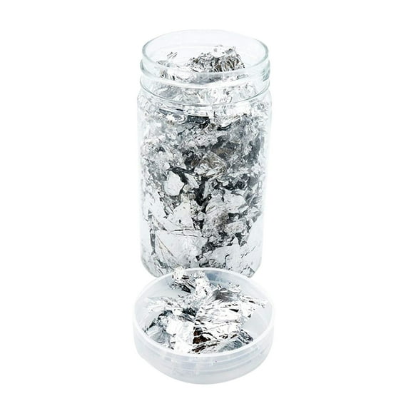 Vadktai Silver Leaf Flakes, Gold Foil Flakes for Resin, Metallic Foil Flakes for Nail Art, Painting, Crafts, Resin Jewelry Making, DIY Crafts, Slime and Resin Jewelry Making, 15g
