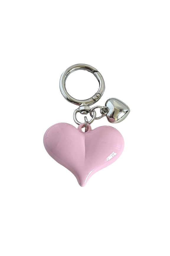 Sliver Keychain for Women, Cute Girls Heart Keychain, Pink Bag Charms Accessories for Car Purse Backpack