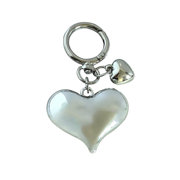Vadktai Sliver Keychain for Women, Cute Girls Heart Keychain, Pink Bag Charms Accessories for Car Purse Backpack