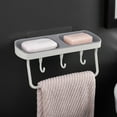 thumbnail image 1 of Vadktai Soap Dish 2-in-1 Soap Holder for Shower Wall with Hooks, Adhesive Shampoo Bar Soap Caddy Tray Saver Rest Case Sponge Holder Shower Dish Sink Soap Rack for Kitchen Bathroom, 1 of 6