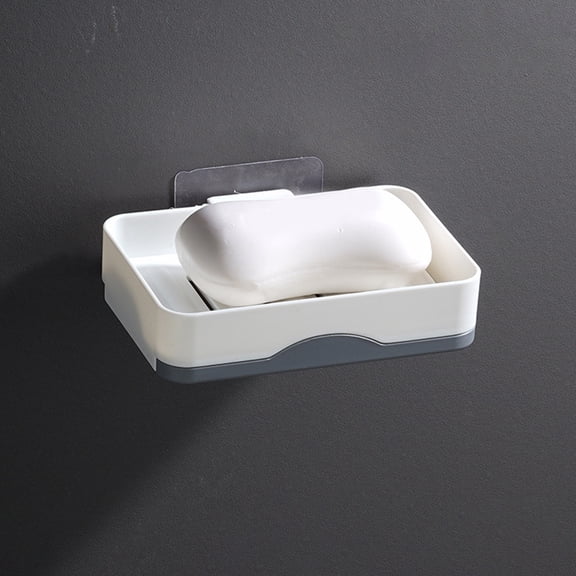 Vadktai Soap Dish Holder for Shower, Wall Mounted Self Draining NO-Drilling Removable Bar Soap Sponge Holder for Bathroom Bathtub Kitchen Sink, Waterproof Strong Vacuum Suction Adhesio