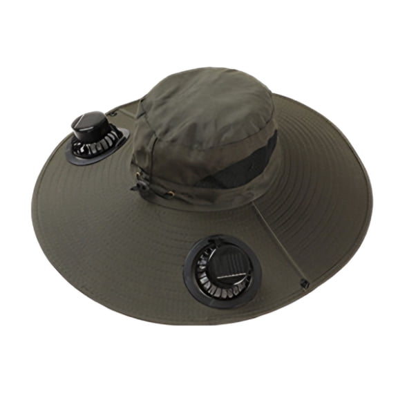 Vadktai Solar Powered Fan Sun Hat UPF 50+, Wide Brim Fishing Hat with 2 Built In Fans, Rechargeable for Outdoor Hiking Camping