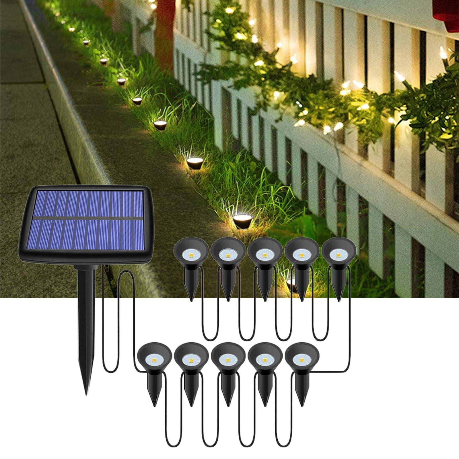 Vadktai Solar Spot Lights, Outdoor 5-in-1 Solar Landscape Lights, Dusk ...
