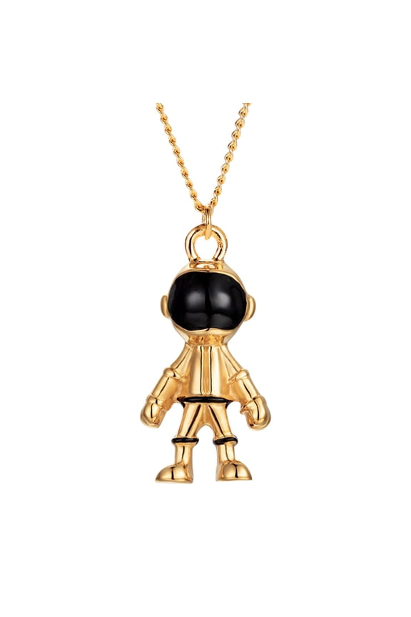 Stainless Steel Astronaut Robot Necklace for Men Creative Spacemen Pendant with Chain