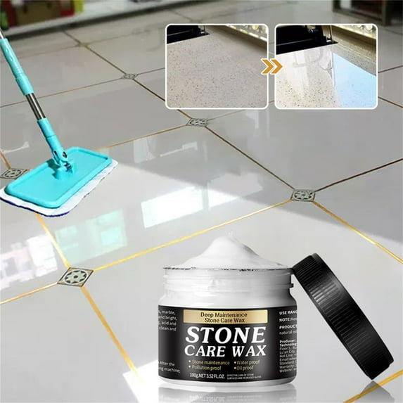 Vadktai Natural Stone Wax, Furniture Polish & Restoration Care Beeswax, Suit for Marble Furniture, Ceramic Tiles, Stone Floor, Stone Walls, Stone Polish Protection 80g