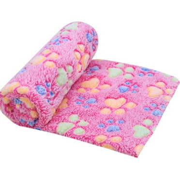 Vadktai Super Soft Cute Warm Fleece Pet Dog Blanket Flannel Throw Puppy Bed Blanket Mat with Paw Print for Dog Puppy Cat