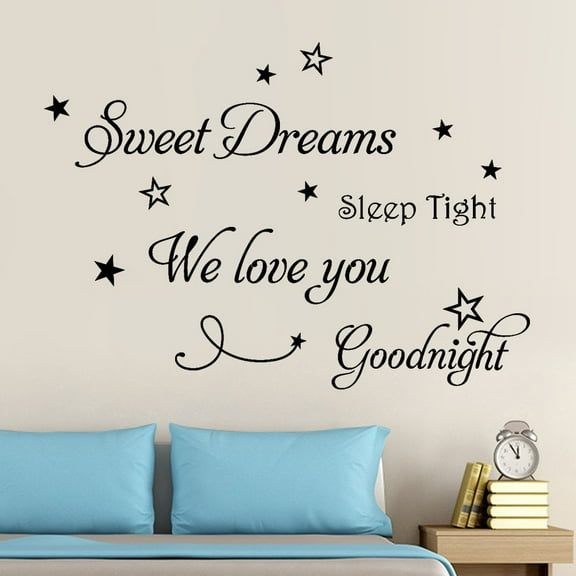 Vadktai Sweet Dreams Sleep Tight We Love You Goodnight Wall Decal Baby Children Quote Inspirational Lettering Kids Vinyl Sticker Motivational Gift Home Bedroom Decor Art Poster Mural