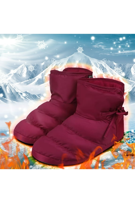 Unisex Insulated Down Slippers Snow Ankle Boots Winter Thick Warm Plush Lining House Shoes Cozy Indoor Non-Slip