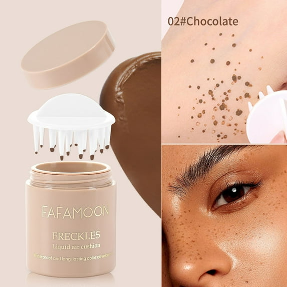 Vadktai Upgrade Liquid Freckle Pen, Fake Freckles Stamp Air Cushion, Long Lasting Waterproof Quick Dry Lifelike Freckles Marker Makeup, Magic Freckle Stamp for Natural Sunkissed Makeup