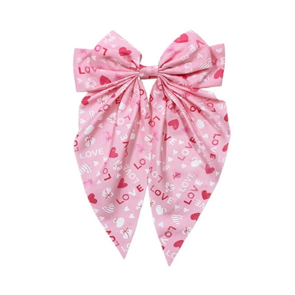 Vadktai Valentines Hair Bows for Women, Big Bows Hair Clips, Red Heart Hair Barrettes Hair Ribbon Satin Hair Accessories for Girls Valentines Party Supplies
