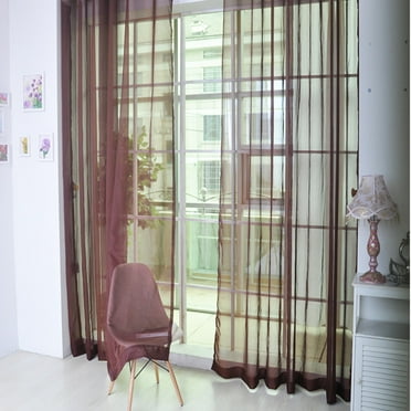 Vadktai Window Curtain, Solid Sheer Rod Pocket Curtai, Privacy Transparent Linen Curtains, Basic Rod Pocket Sheer Voile Window Curtain Panels for Kitchen Bedroom Children Living Room Yard