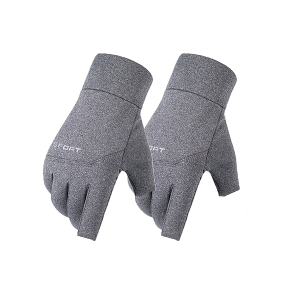 Vadktai Winter Cycling Gloves, 2-Fingerless Fishing Hunting Sport Running Bike Gloves, Waterproof Anti-Slip Mountain Biking Gloves, Driving Golf Gloves for Men Women