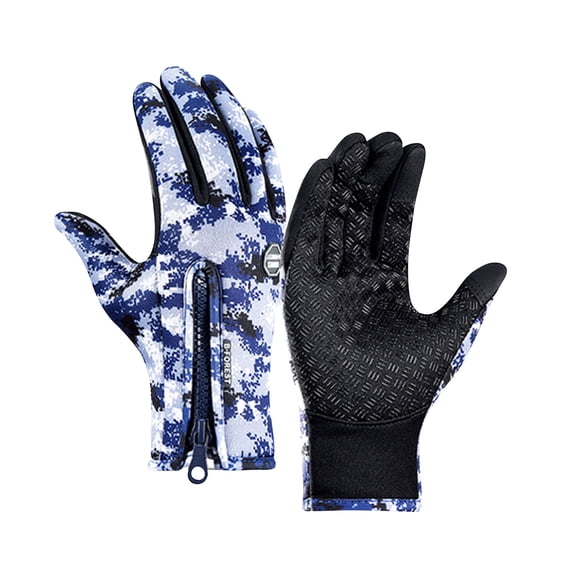 Vadktai Winter Gloves, Touch Screen Warm Gloves, Cold Weather Windproof Cycling Driving Riding Bike Thermal Gloves, Non-slip Silicone Gel Adjustable Full Finger Mittens, L