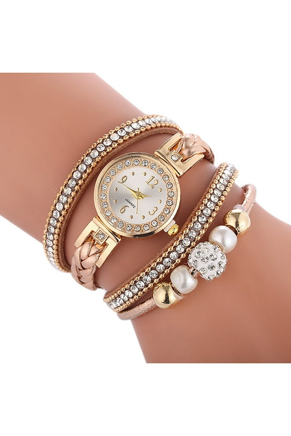 Women Watches, Vintage Bohemia Multi-Layer Weave Wrap Leather Wristwatch Analog Quartz Bracelet Watch