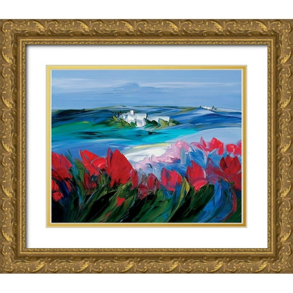 Vadon, Veronique 24x20 Gold Ornate Wood Framed with Double Matting Museum Art Print Titled - Tulipes