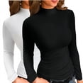 thumbnail image 1 of Vafful 2PCS Women's Long Sleeve T Shirt Mock Neck Slim Tops for Womens Fitted Ribbed Pullovers Tee Top S-XL, 1 of 7