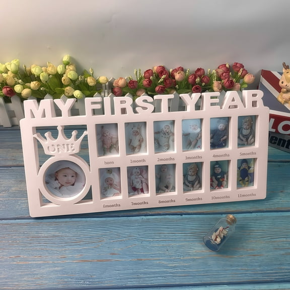 Vafful Baby’s First Year Photo Frame – Newborn Keepsake Memory Frame pink