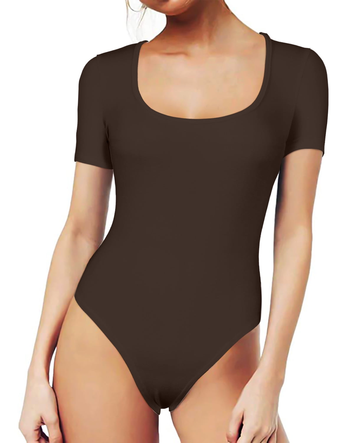 Vafful Bodysuit for Womens Scoop Neck Summer Short Sleeve Shirts