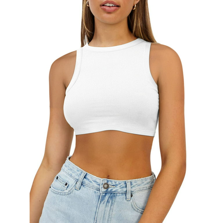 Vafful Vafful Crop Tank Top for Women - Fashionable Ribbed Sleeveless Shirt  - Perfect for Summer - Ideal for Workout or Everyday Wear - Available in  Different Colors and Sizes 