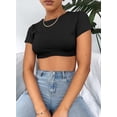 thumbnail image 1 of Vafful Womens Crop Tops Crewneck Y2K Summer T-Shirt Basic Short Sleeve Fitted Knit Ribbed Casual Blouse Cute Tee Shirt S-L, 1 of 8