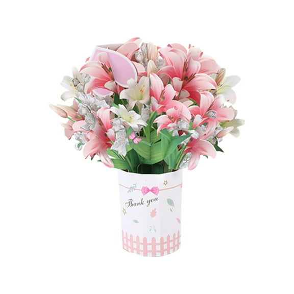 Vafful FreshCut Paper Pop-Up Flower Bouquet Greeting Card – 3D Paper Flowers for Mom, Birthday, Mother’s Day, Thank You & Anniversary – Includes Note Card – Tulips, Sunflowers, Peonies, Carnations