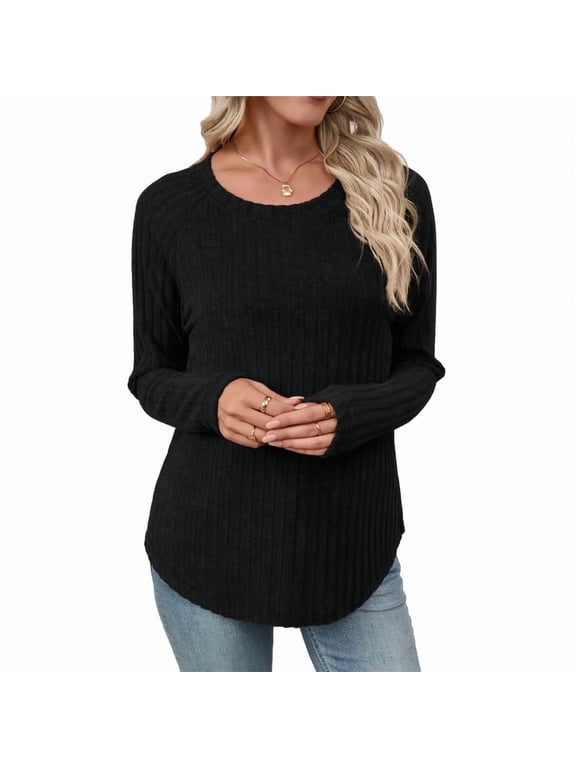 Long Sleeve Shirts for Women Crew Neck Loose Fit Blouse Style Pullover Basic Pullover Tee Soft Casual Daily Dressy Office Street Daily Outing