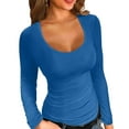 thumbnail image 1 of VAFFUL Womens Long Sleeve Shirts Scoop Mock Neck Fitted Ribbed Fall Tops, 1 of 5