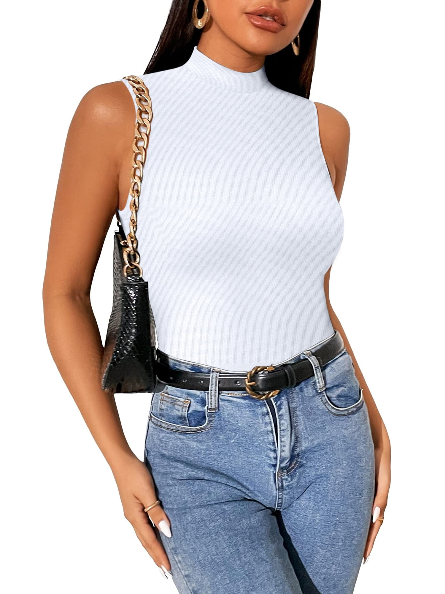 sleeveless mock neck tank