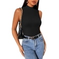 thumbnail image 1 of Vafful Womens Sleeveless Mock Turtleneck Tank Tops Slim Fit Stretch Ribbed Tops Casual Basic Layering Shirts Black M, 1 of 6