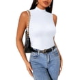 thumbnail image 1 of Vafful Womens Sleeveless Mock Turtleneck Tank Tops Slim Fit Stretch Ribbed Tops Casual Basic Layering Shirts White M, 1 of 7