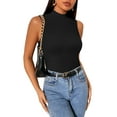thumbnail image 1 of Vafful Mock Neck Tank Tops for Women Sleeveless Turtleneck Women Tank Tops Slim Fit Ribbed Basic Tank Top for Women Sleeveless Tank Tops Slim Fit Stretchy Layer Tee Shirts Black, 1 of 6