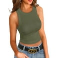 thumbnail image 1 of Vafful Summer Crop Tanks for Women Cropped Tops Cami Top Shirt Ribbed Racerback Blouses Top Tee Army Green Large, 1 of 8