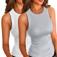 thumbnail image 1 of Vafful Womens Tank Tops 2 PCS Summer Top Ribbed Sleeveless Racerback Basic Top Slim Fitted Round High Neck Sexy Tank Tops for Women Grey and White S-XXL, 1 of 9