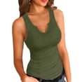 thumbnail image 1 of Vafful Women Tank Tops V Neck Summer Slim Stretch Workout Sleeveless Tops Ribbed Racerback Blouses Army Green X-Large, 1 of 6