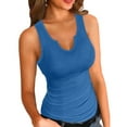 thumbnail image 1 of Vafful Women Tank Tops V Neck Summer Slim Slim Stretch Workout Sleeveless Tops Ribbed Racerback Blouses Blue X-Large, 1 of 7
