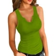 thumbnail image 1 of Vafful Women Tank Tops V Neck Summer Slim Slim Stretch Workout Sleeveless Tops Ribbed Racerback Blouses Grass Green X-Large, 1 of 7