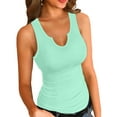 thumbnail image 1 of Vafful Women Tank Tops V Neck Summer Slim Slim Stretch Workout Sleeveless Tops Ribbed Racerback Blouses Mint Green Large, 1 of 7