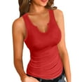 thumbnail image 1 of Vafful Women Tank Tops V Neck Summer Slim Slim Stretch Workout Sleeveless Tops Ribbed Racerback Blouses Red X-Large, 1 of 6